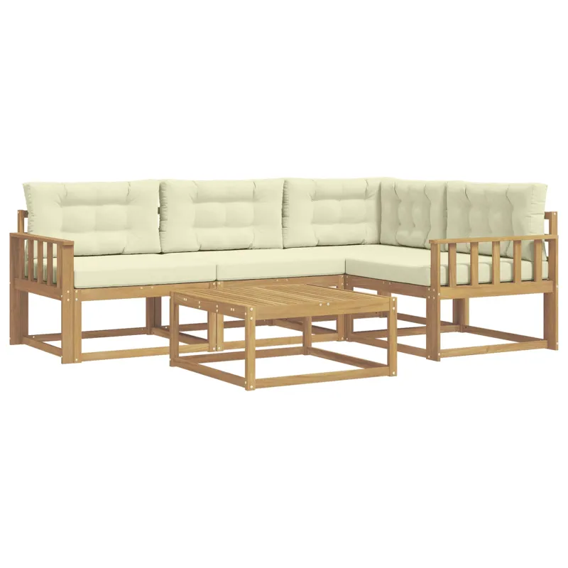 Lauko sofos komplektas 5 pcs Balta ir kreminė 79 x 79 x 37 cm
