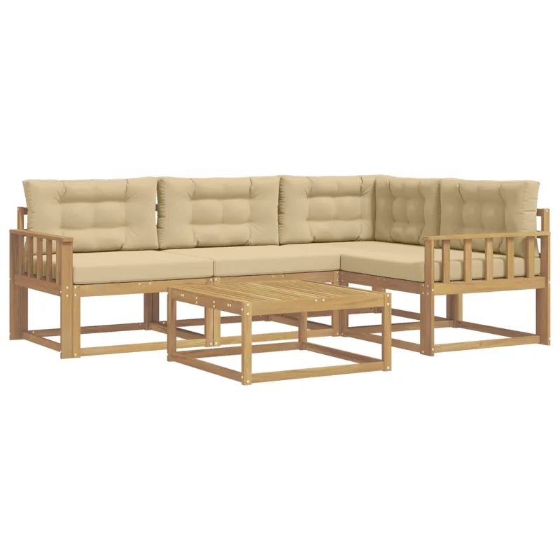 Lauko sofos komplektas 5 pcs Balta ir kreminė 79 x 79 x 37 cm