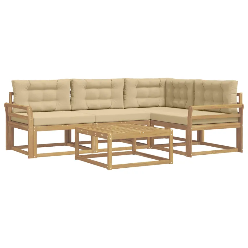 Lauko sofos komplektas 5 pcs Balta ir kreminė 79 x 79 x 37 cm