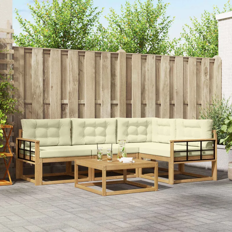 Lauko sofos komplektas 5 pcs Balta ir kreminė 79 x 79 x 37 cm