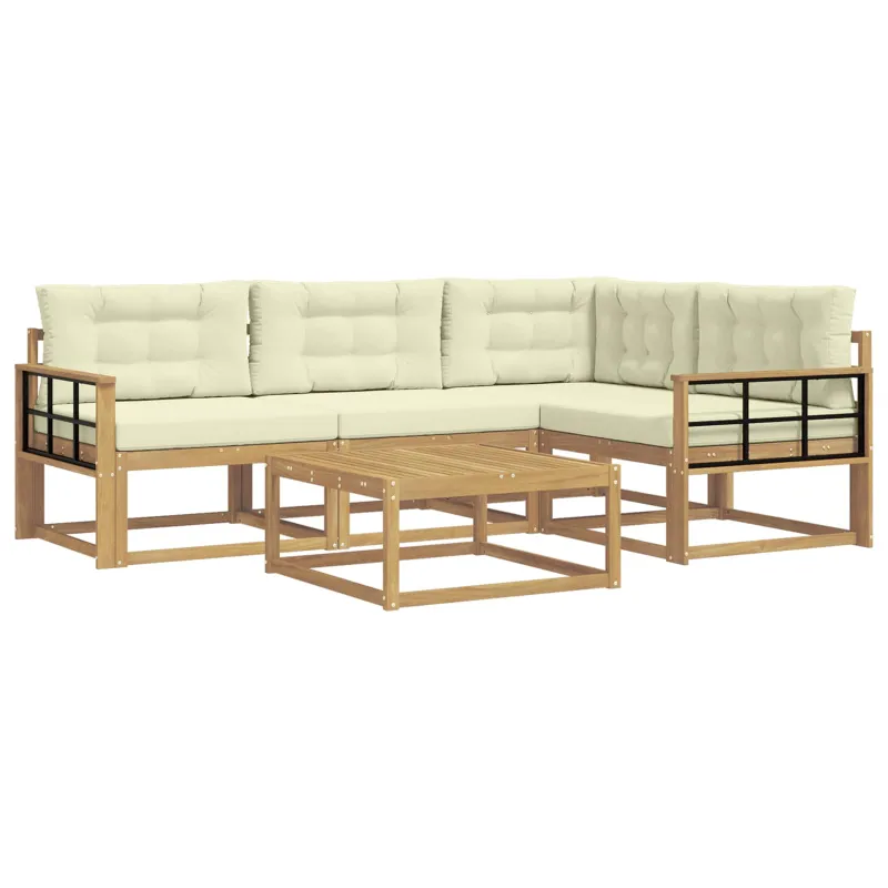 Lauko sofos komplektas 5 pcs Balta ir kreminė 79 x 79 x 37 cm