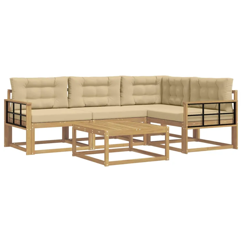 Lauko sofos komplektas 5 pcs Balta ir kreminė 79 x 79 x 37 cm