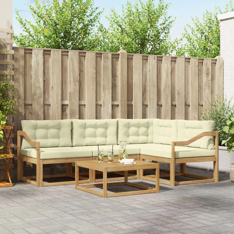 Lauko sofos komplektas 5 pcs Balta ir kreminė 79 x 79 x 37 cm