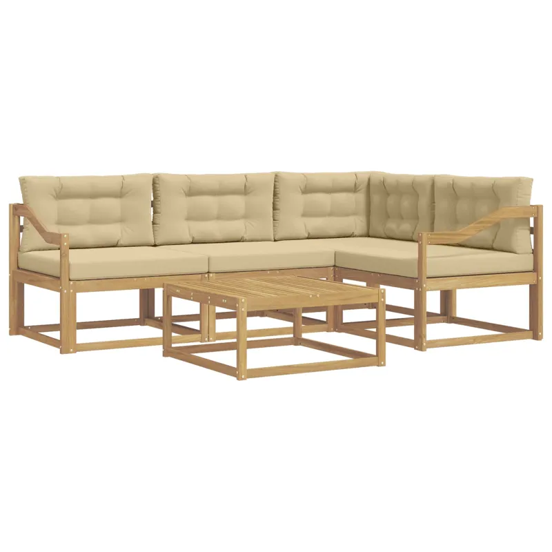 Lauko sofos komplektas 5 pcs Balta ir kreminė 79 x 79 x 37 cm