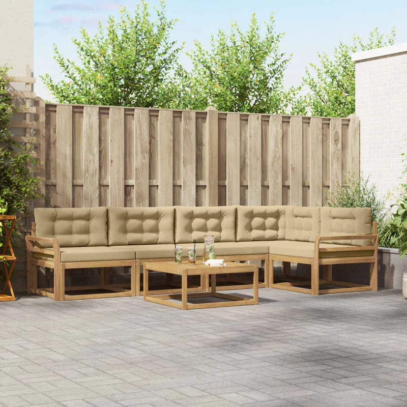 Lauko sofos komplektas 6 pcs Balta ir kreminė 79 x 79 x 37 cm