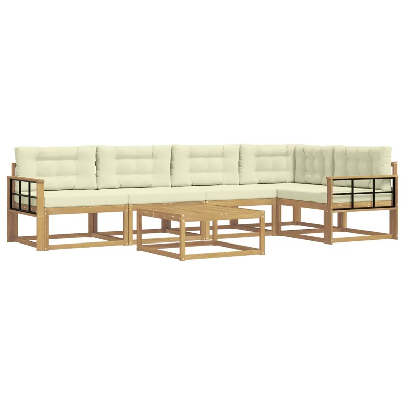 Lauko sofos komplektas 6 pcs Balta ir kreminė 79 x 79 x 37 cm