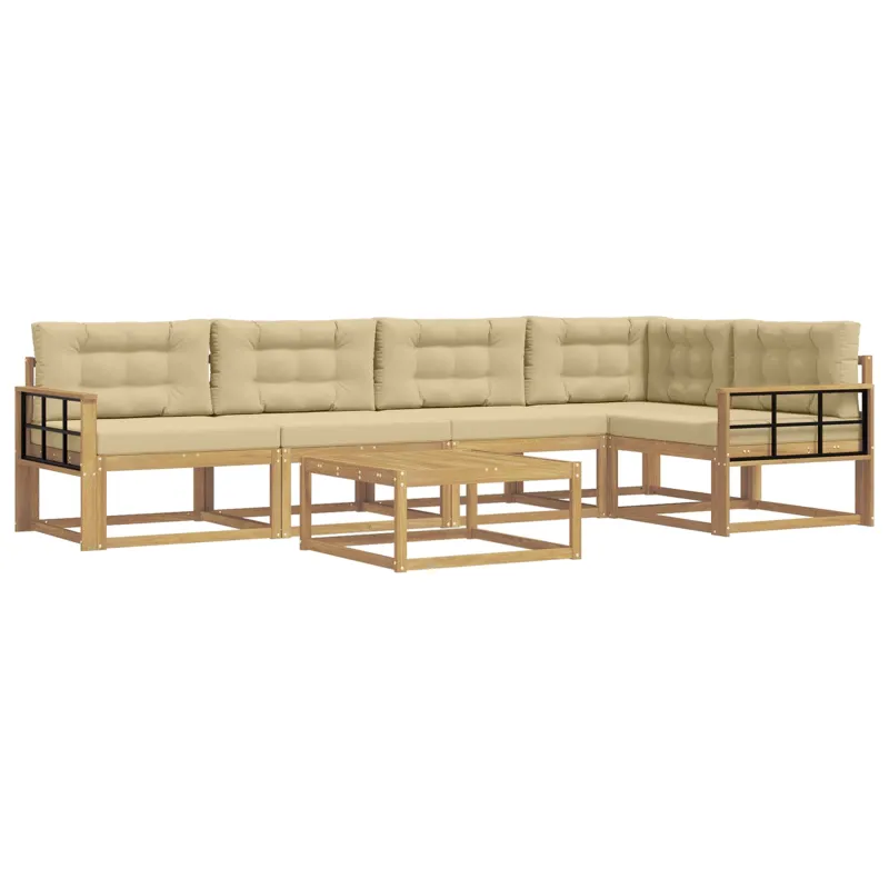 Lauko sofos komplektas 6 pcs Balta ir kreminė 79 x 79 x 37 cm