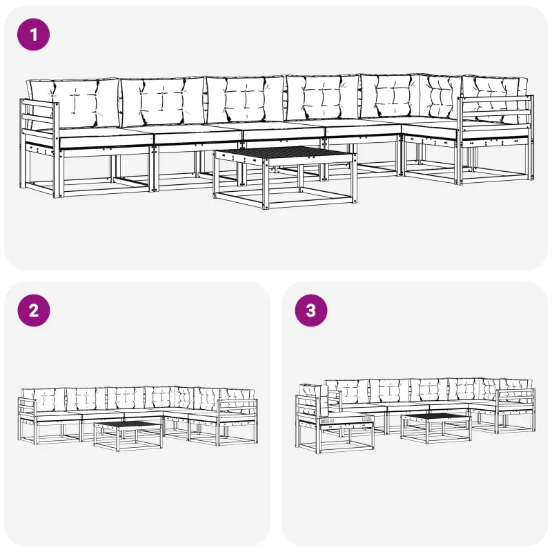 Lauko sofos komplektas 7 pcs Balta ir antracito 79 x 79 x 37 cm