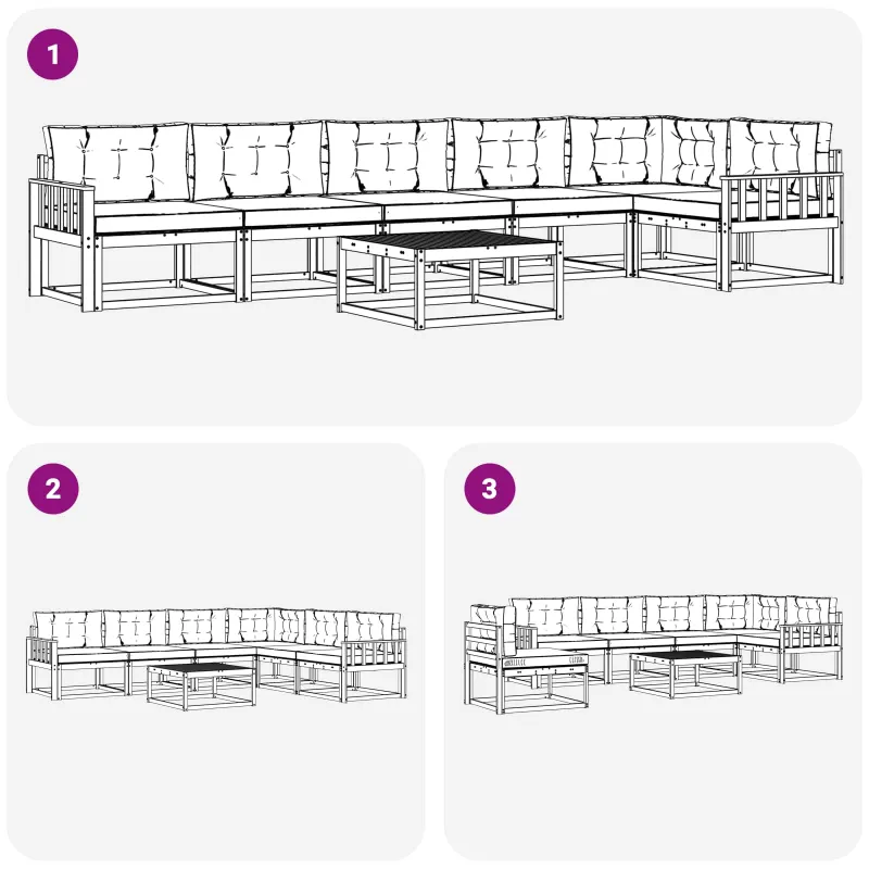 Lauko sofos komplektas 7 pcs Balta ir kreminė 79 x 79 x 37 cm