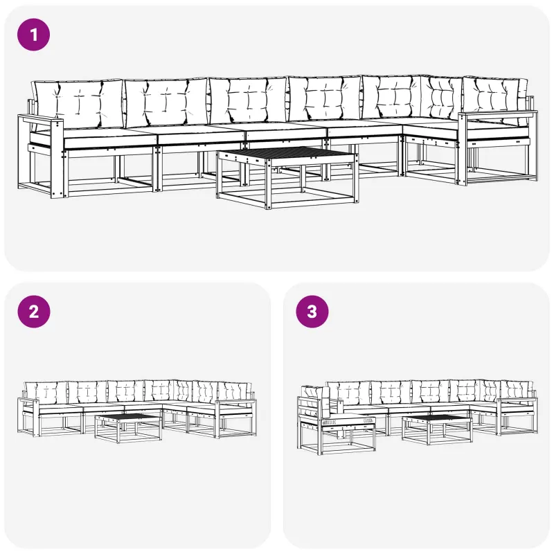 Lauko sofos komplektas 7 pcs Balta ir antracito 79 x 79 x 37 cm