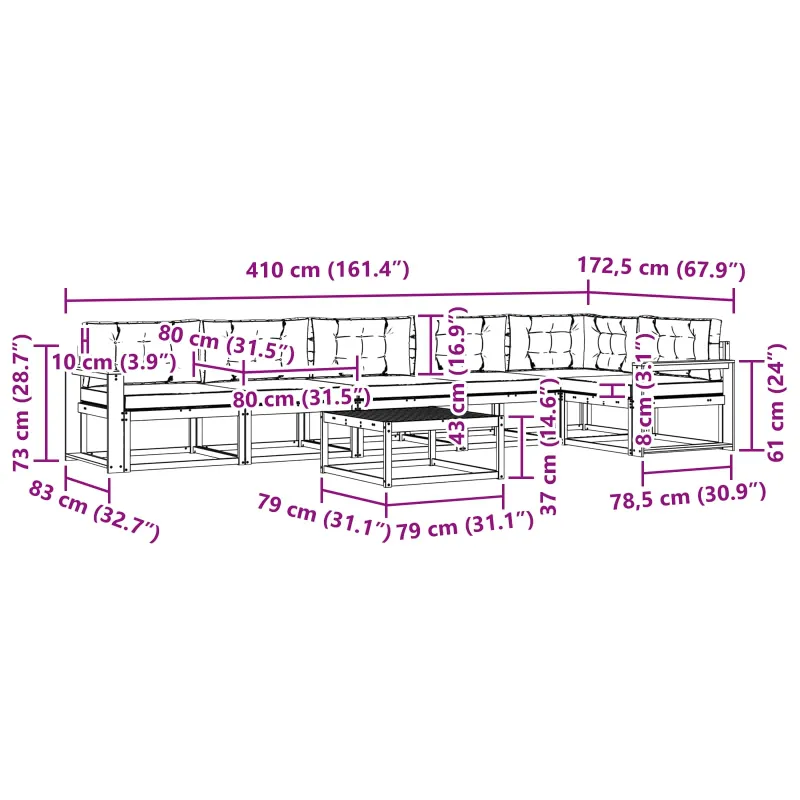 Lauko sofos komplektas 7 pcs Balta ir kreminė 79 x 79 x 37 cm