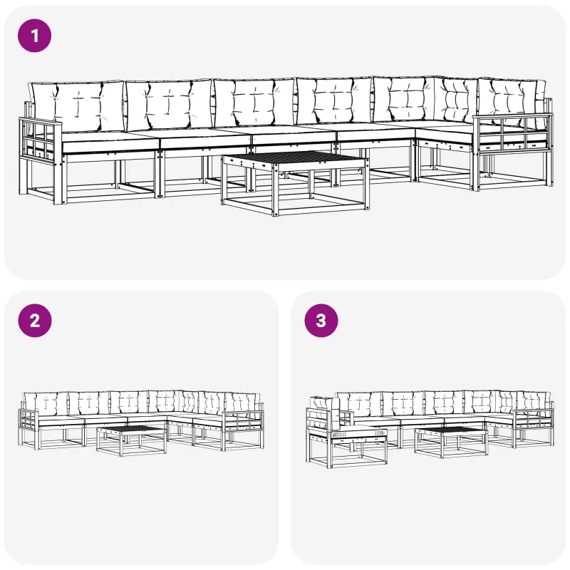 Lauko sofos komplektas 7 pcs Balta ir kreminė 79 x 79 x 37 cm
