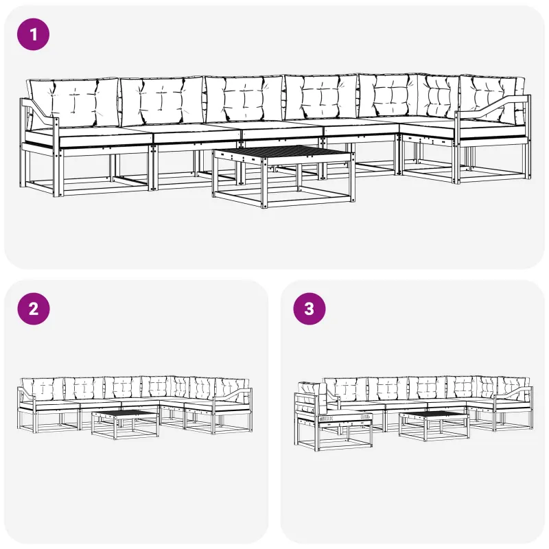 Lauko sofos komplektas 7 pcs Balta ir kreminė 79 x 79 x 37 cm