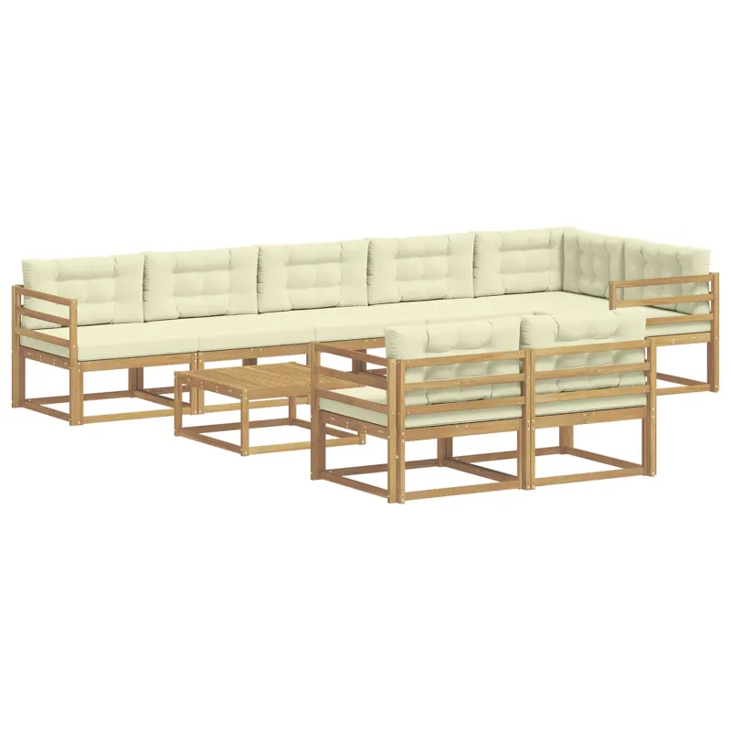 Lauko sofos komplektas 9 pcs Balta ir kreminė 79 x 79 x 37 cm