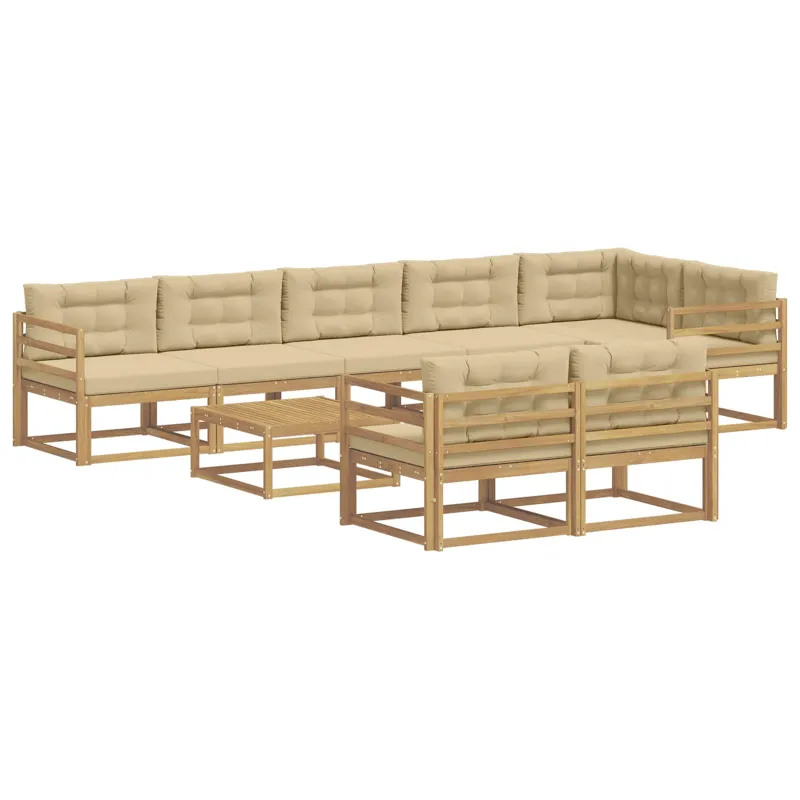 Lauko sofos komplektas 9 pcs Balta ir kreminė 79 x 79 x 37 cm