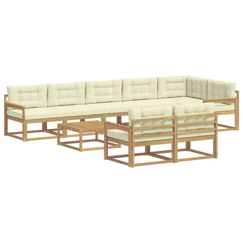 Lauko sofos komplektas 9 pcs Balta ir kreminė 79 x 79 x 37 cm