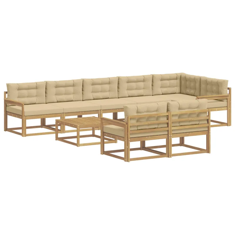 Lauko sofos komplektas 9 pcs Balta ir kreminė 79 x 79 x 37 cm