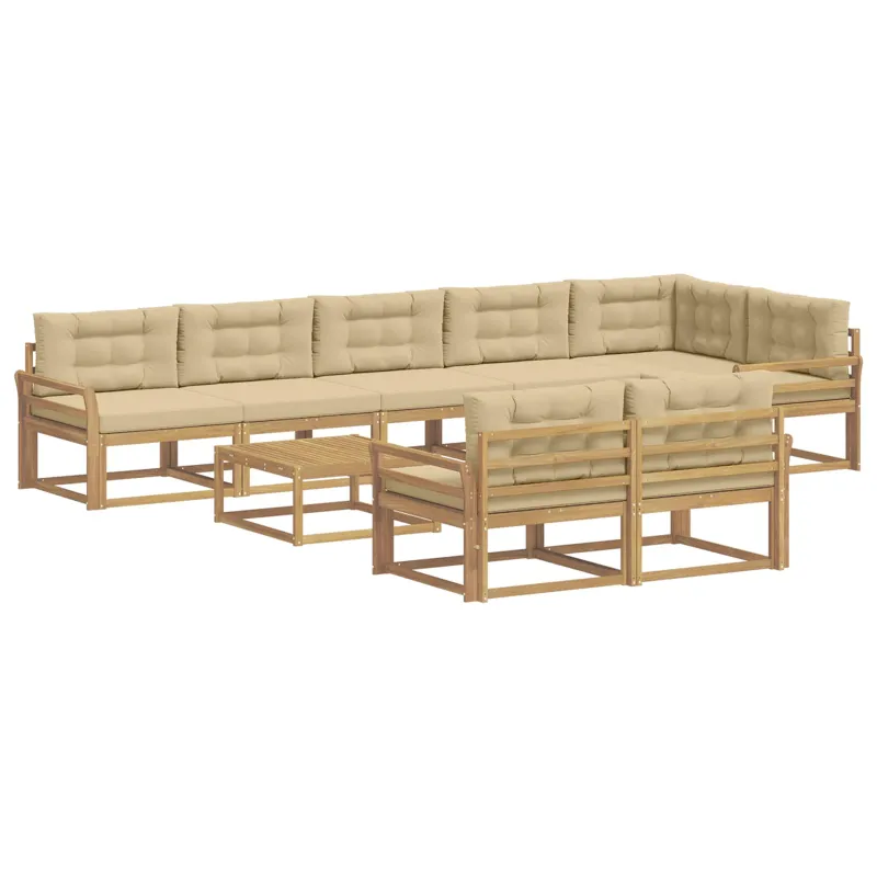 Lauko sofos komplektas 9 pcs Balta ir kreminė 79 x 79 x 37 cm