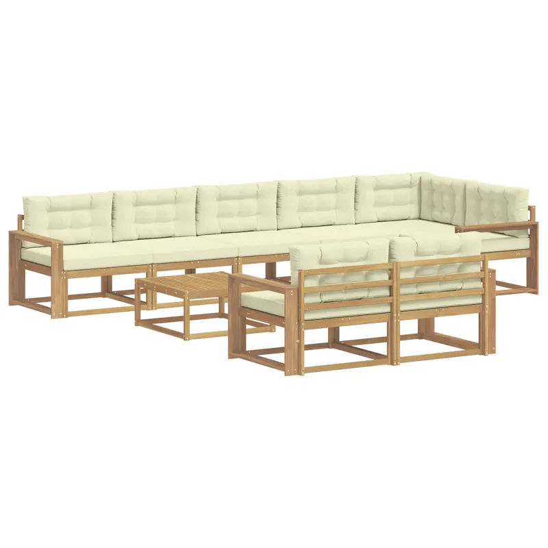 Lauko sofos komplektas 9 pcs Balta ir kreminė 79 x 79 x 37 cm