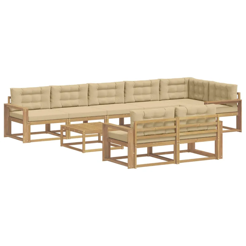 Lauko sofos komplektas 9 pcs Balta ir kreminė 79 x 79 x 37 cm