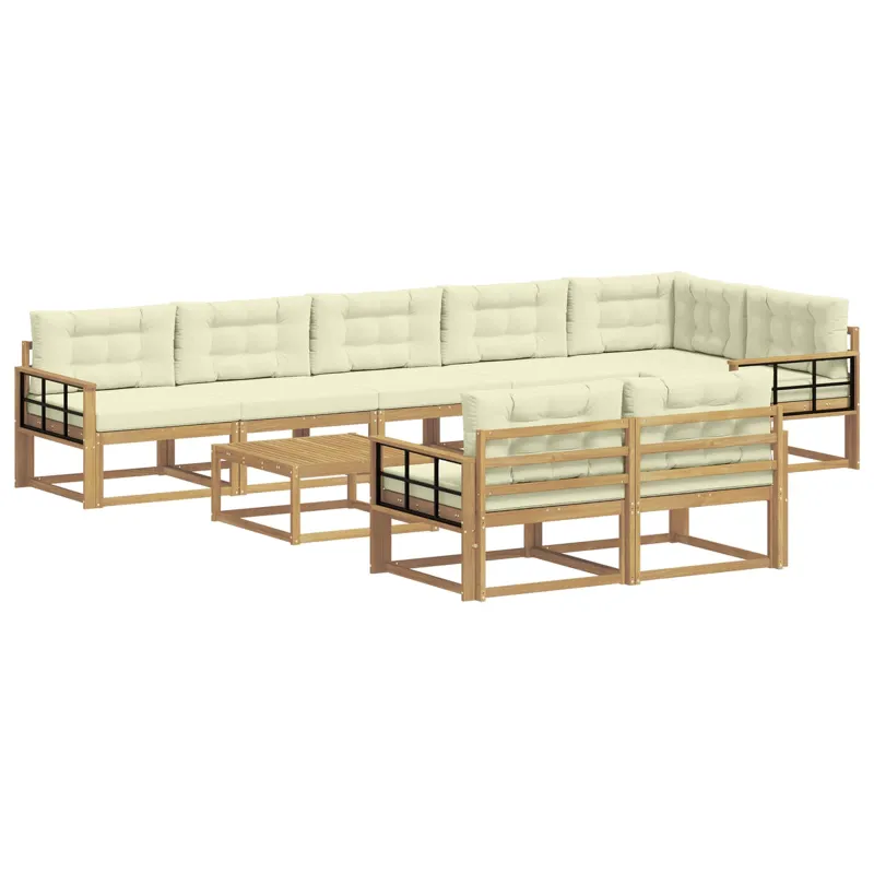 Lauko sofos komplektas 9 pcs Balta ir kreminė 79 x 79 x 37 cm