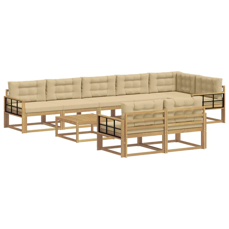Lauko sofos komplektas 9 pcs Balta ir kreminė 79 x 79 x 37 cm