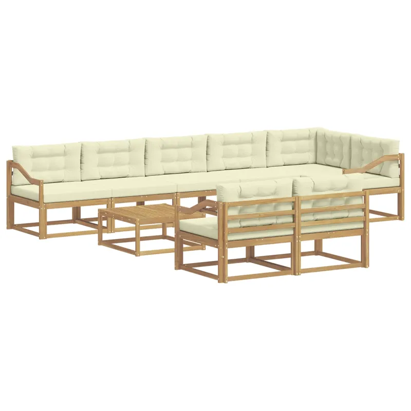 Lauko sofos komplektas 9 pcs Balta ir kreminė 79 x 79 x 37 cm