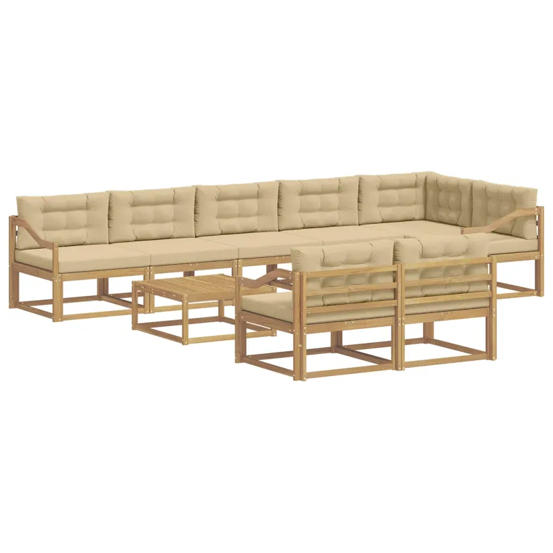 Lauko sofos komplektas 9 pcs Balta ir kreminė 79 x 79 x 37 cm