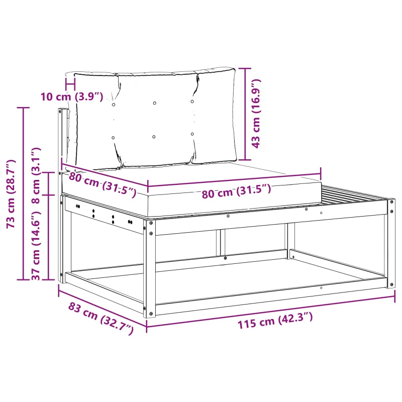 Lauko sofos komplektas Balta 230,5 x 83 x 73 cm Poliesteris