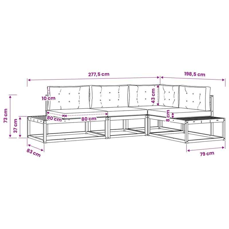 Lauko sofos komplektas Balta 277,5 x 198,5 x 73 cm Poliesteris