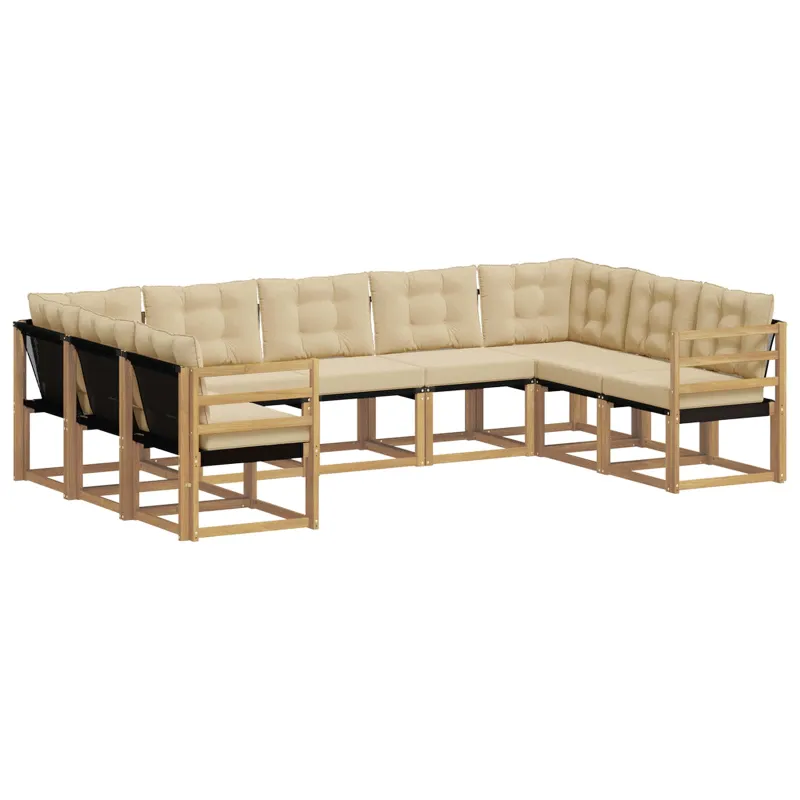 Lauko sofos komplektas su pagalve 9 pcs Balta ir kreminė