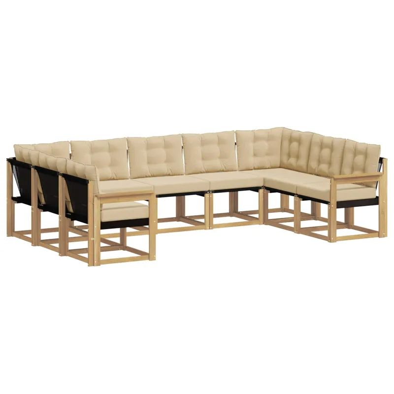 Lauko sofos komplektas su pagalve 9 pcs Balta ir kreminė
