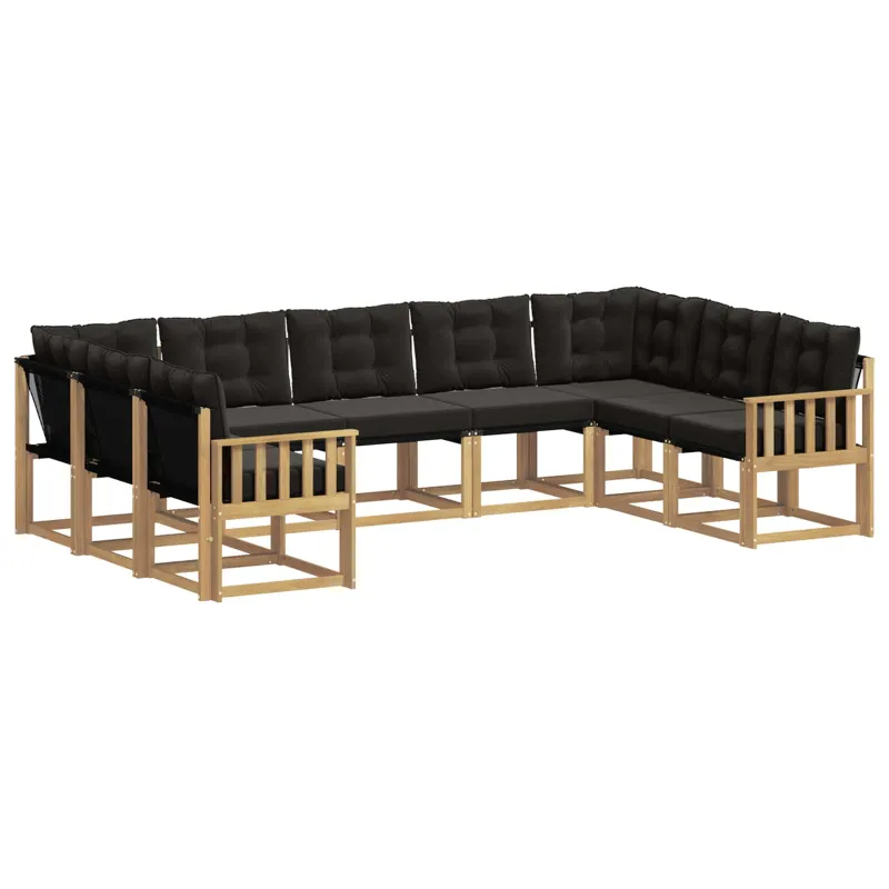 Lauko sofos komplektas su pagalve 9 pcs Balta ir juoda