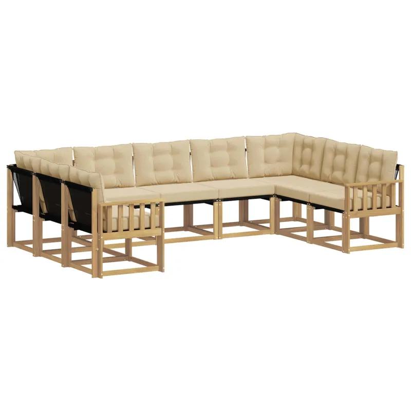 Lauko sofos komplektas su pagalve 9 pcs Balta ir kreminė