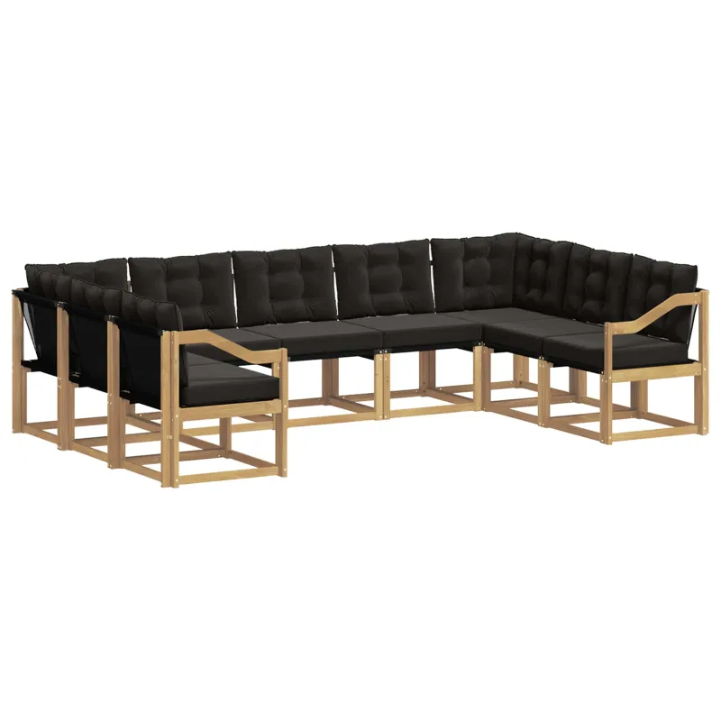 Lauko sofos komplektas su pagalve 9 pcs Balta ir juoda