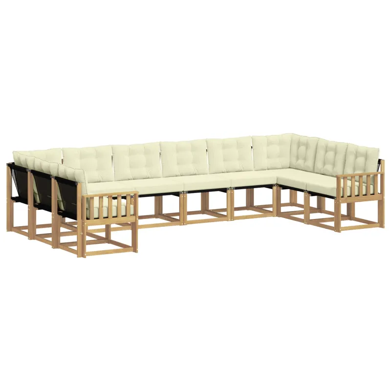 Lauko sofos komplektas su pagalve 10 pcs Balta ir kreminė