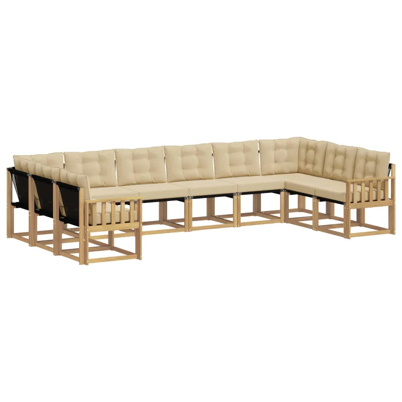 Lauko sofos komplektas su pagalve 10 pcs Balta ir kreminė