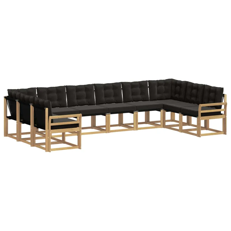Lauko sofos komplektas su pagalve 10 pcs Balta ir juoda