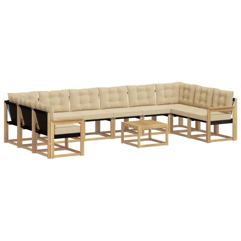 Lauko sofos komplektas su pagalve 11 pcs Balta ir kreminė