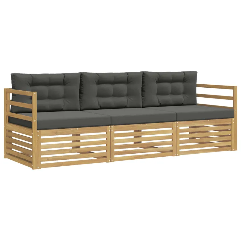 Lauko sofos komplektas 3 pcs Balta ir antracito Poliesteris