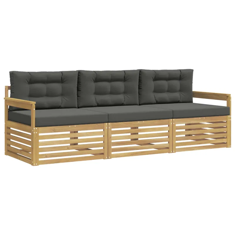 Lauko sofos komplektas 3 pcs Balta ir antracito Poliesteris