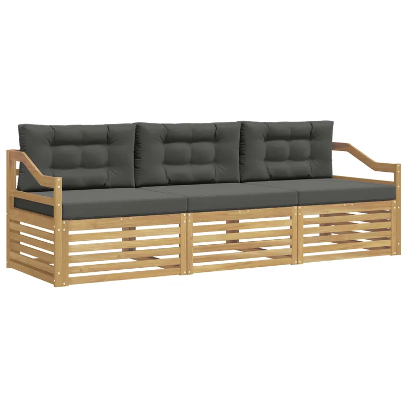 Lauko sofos komplektas 3 pcs Balta ir antracito Poliesteris