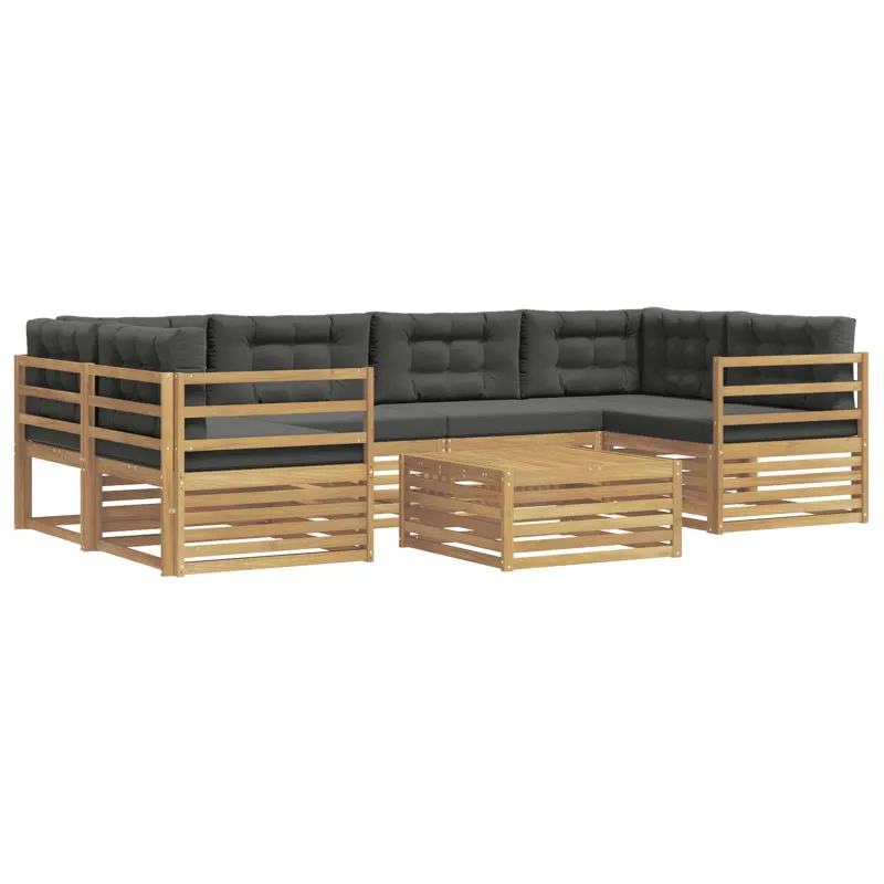Lauko sofos komplektas 7 pcs Balta ir antracito Poliesteris