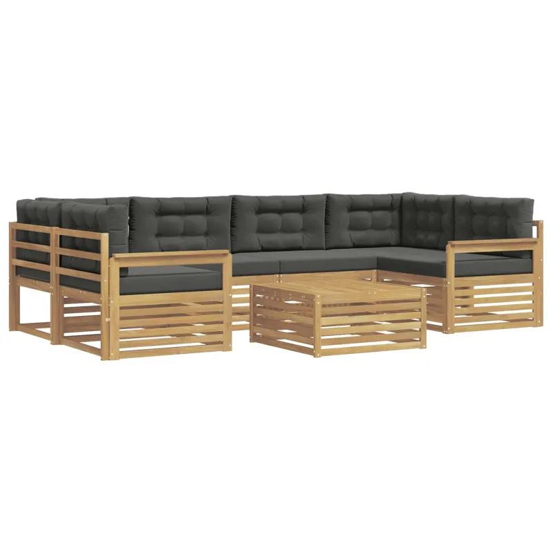 Lauko sofos komplektas 7 pcs Balta ir antracito Poliesteris