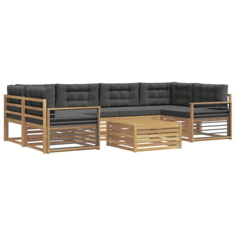 Lauko sofos komplektas 7 pcs Balta ir antracito Poliesteris