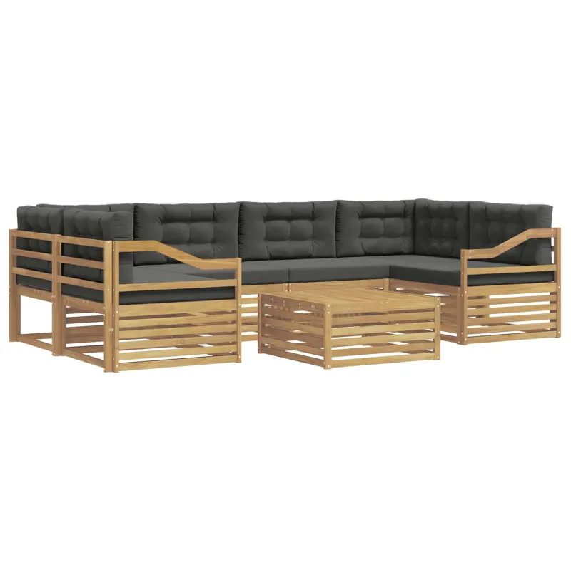Lauko sofos komplektas 7 pcs Balta ir antracito Poliesteris