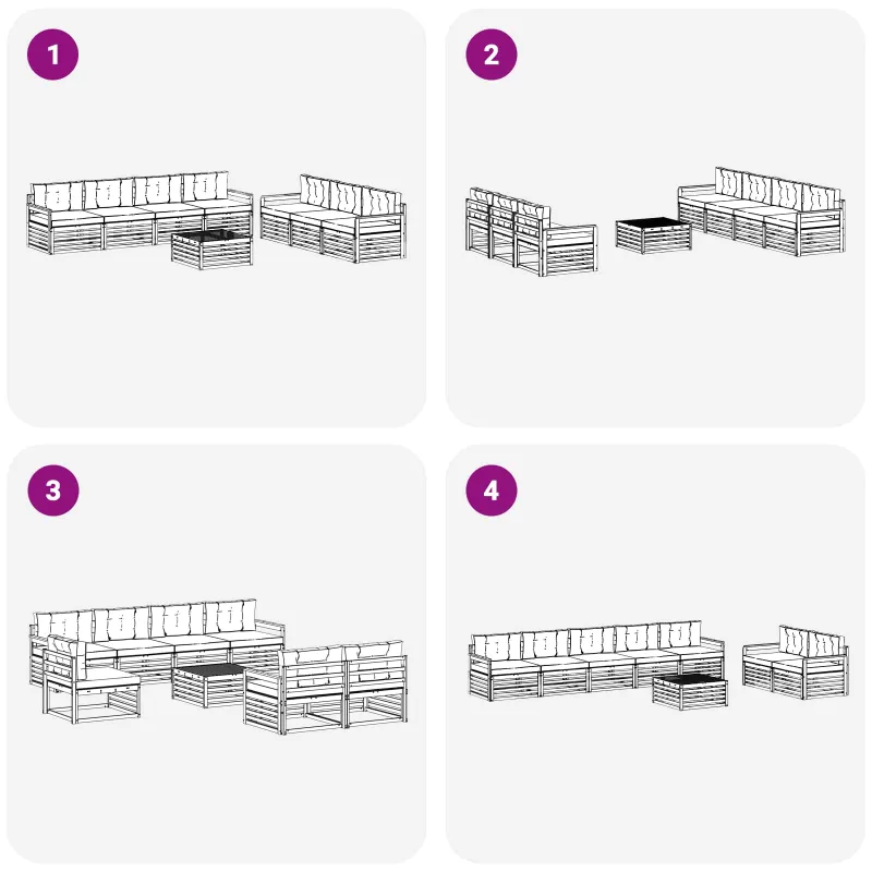 Lauko sofos komplektas 8 pcs Balta ir kreminė 79 x 79 x 37 cm