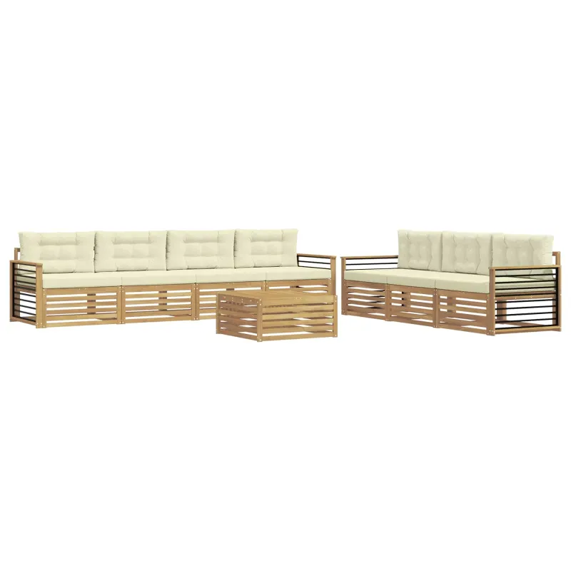 Lauko sofos komplektas 8 pcs Balta ir kreminė 79 x 79 x 37 cm
