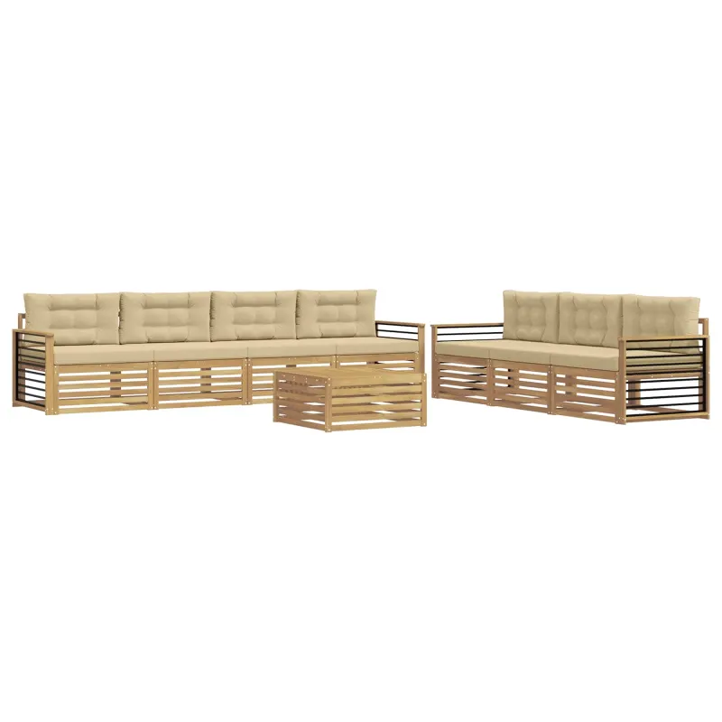 Lauko sofos komplektas 8 pcs Balta ir kreminė 79 x 79 x 37 cm