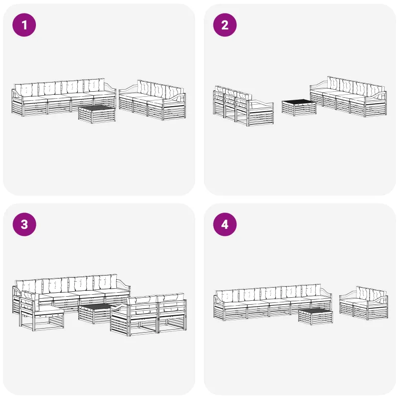 Lauko sofos komplektas 8 pcs Balta ir kreminė 79 x 79 x 37 cm